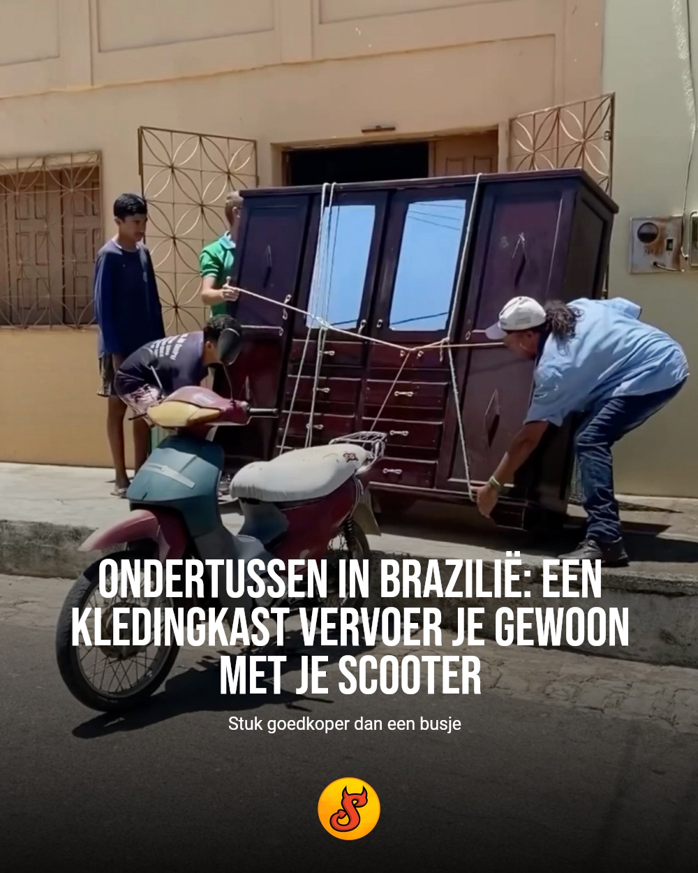 Ondertussen in Brazilië: een kledingkast vervoer je gewoon met je scooter