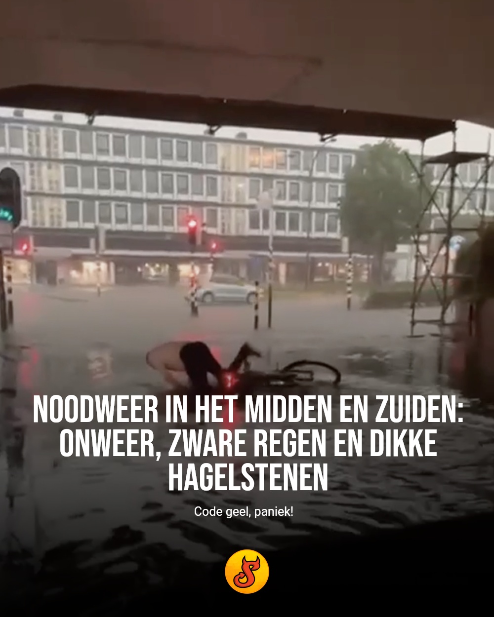 Noodweer in het midden en zuiden: onweer, zware regen en dikke hagelstenen