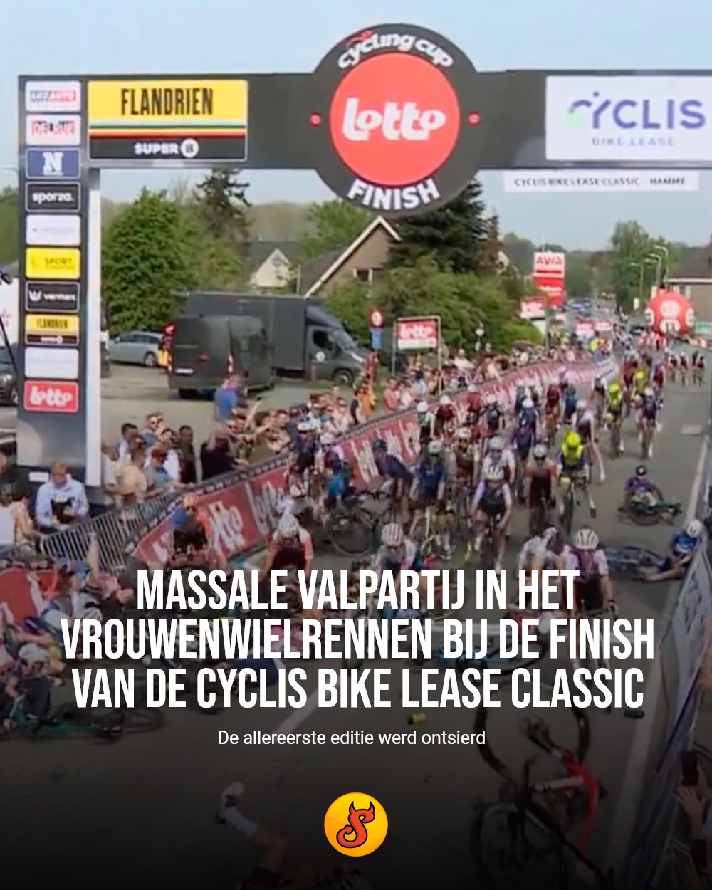 Massale valpartij in het vrouwenwielrennen bij de finish van de Cyclis Bike Lease Classic