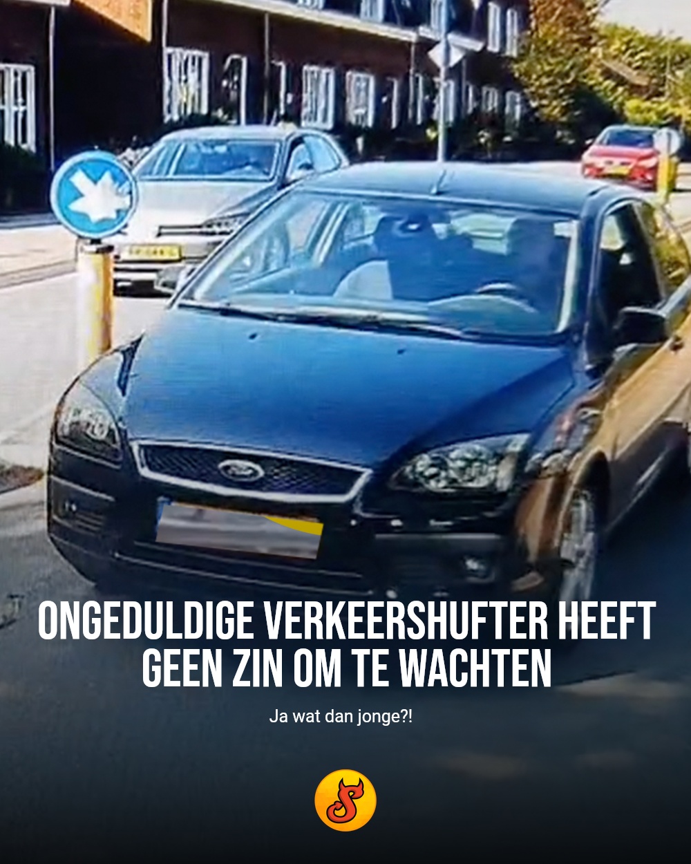 Ongeduldige verkeershufter heeft geen zin om te wachten