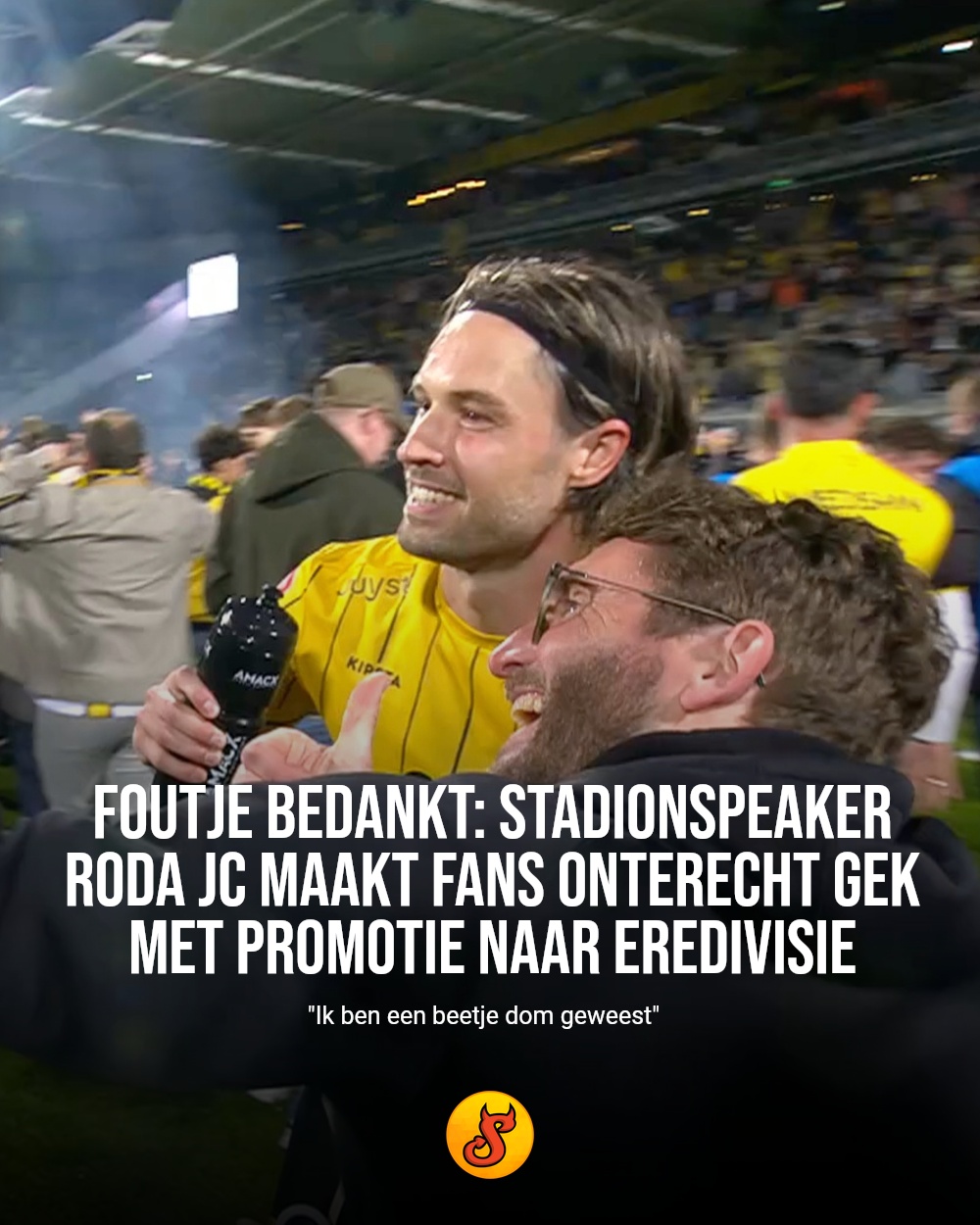Foutje bedankt: stadionspeaker Roda JC maakt fans onterecht gek met promotie naar Eredivisie