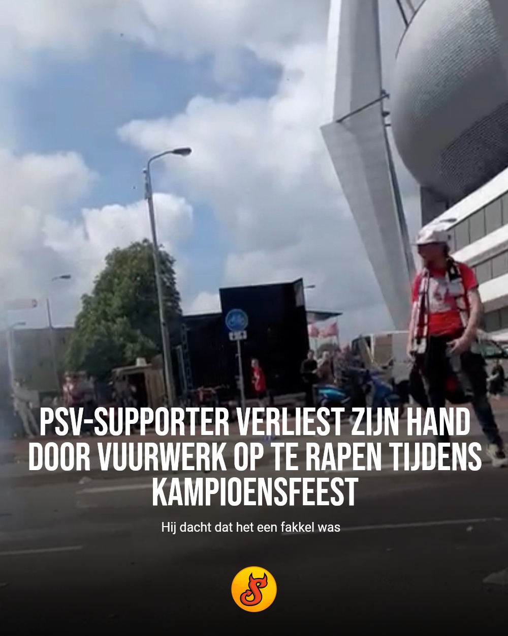 PSV-supporter verliest zijn hand door vuurwerk op te rapen tijdens kampioensfeest