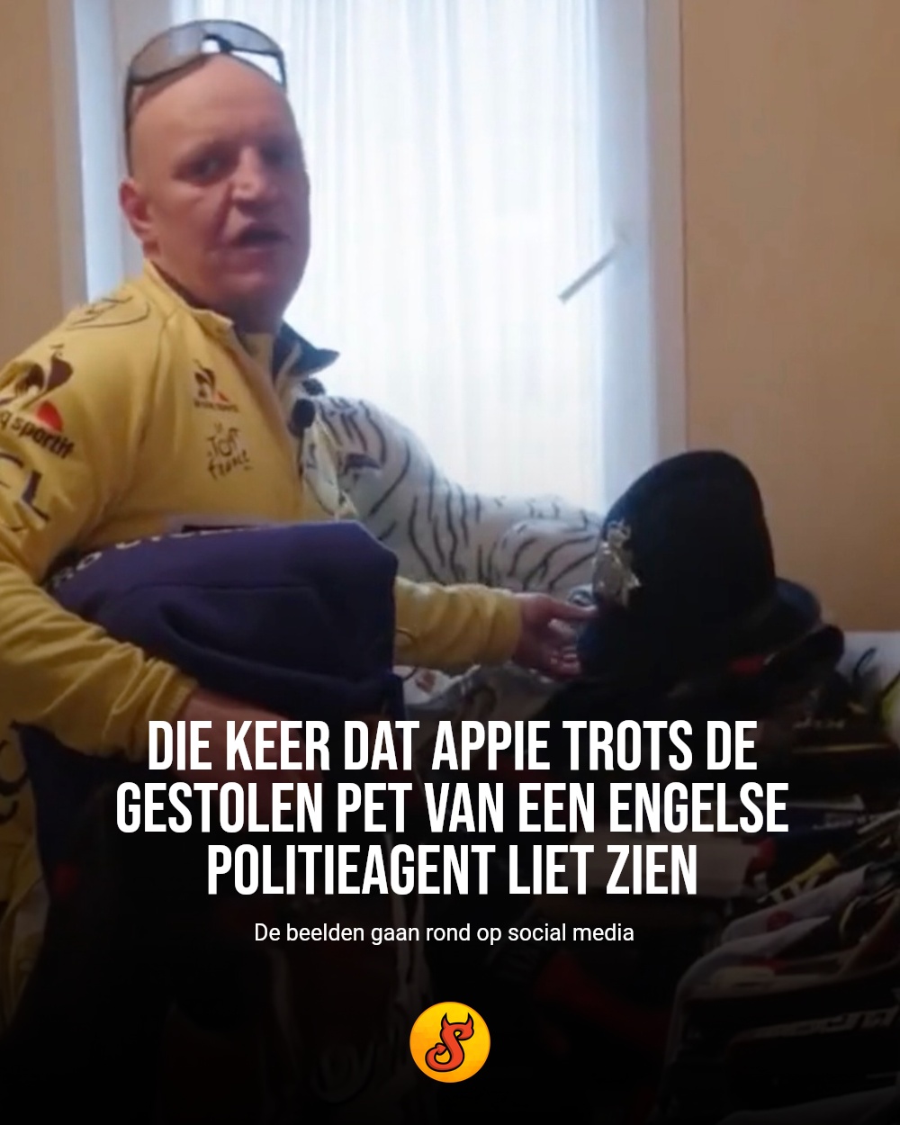 Die keer dat Appie trots de gestolen pet van een Engelse politieagent liet zien