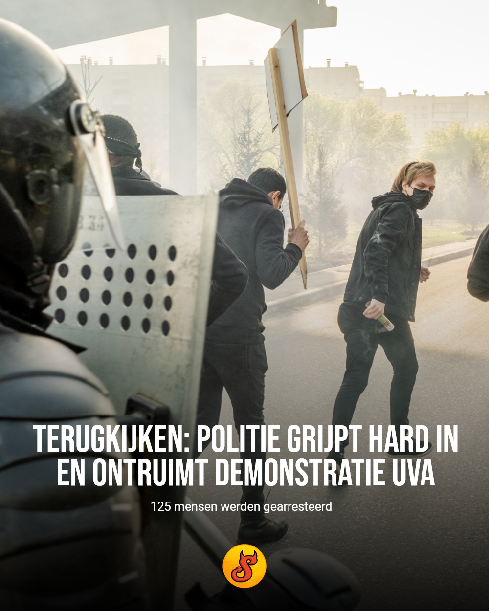 Terugkijken: politie grijpt hard in en ontruimt demonstratie UvA