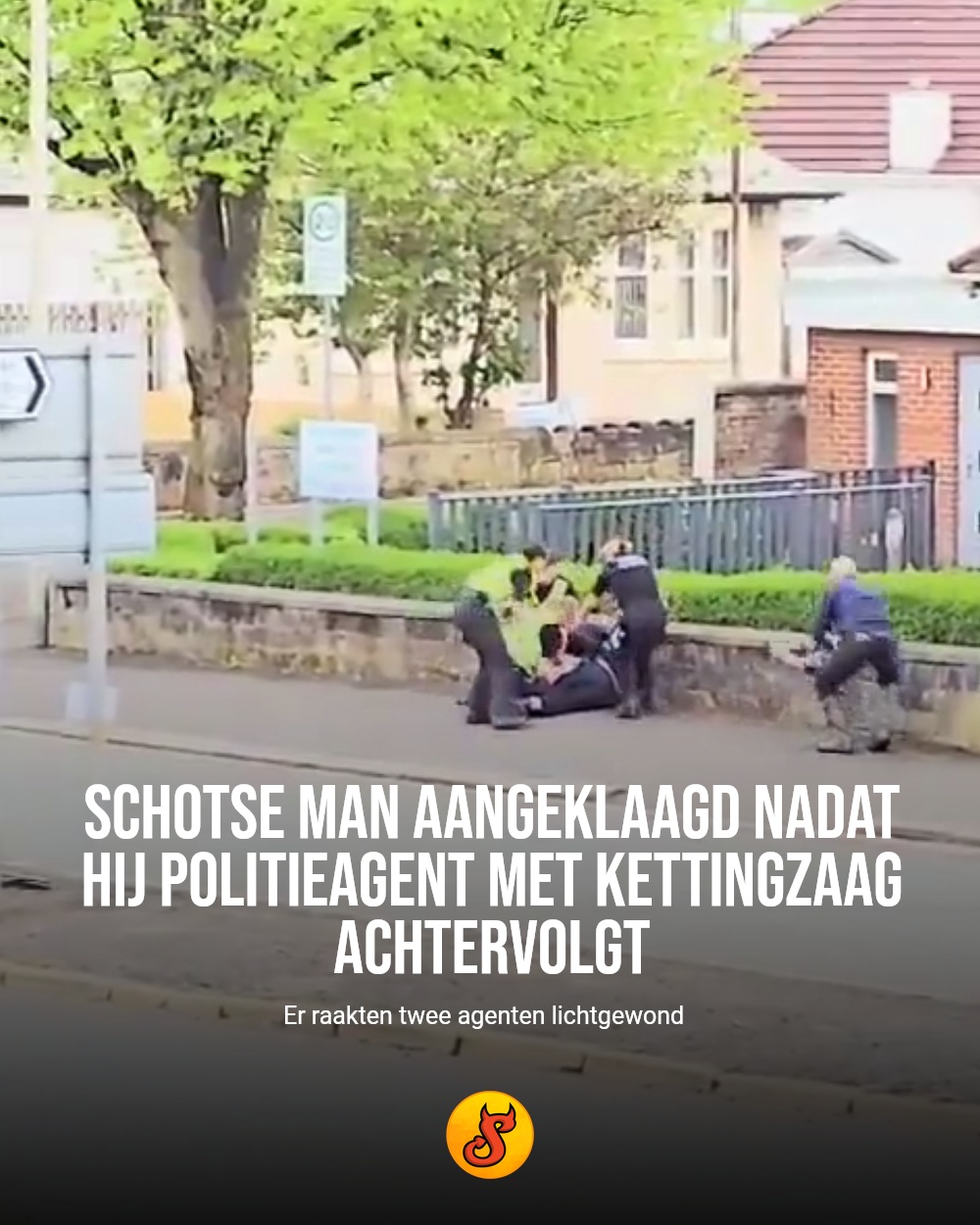 Schotse man aangeklaagd nadat hij politieagent met kettingzaag achtervolgt