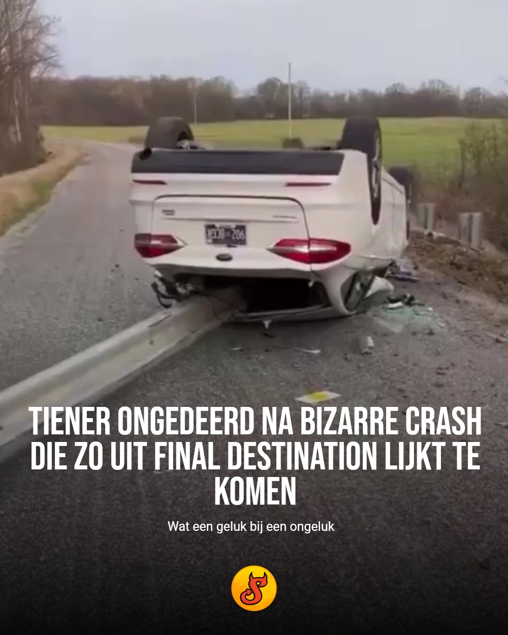 Tiener ongedeerd na bizarre crash die zo uit Final Destination lijkt te komen