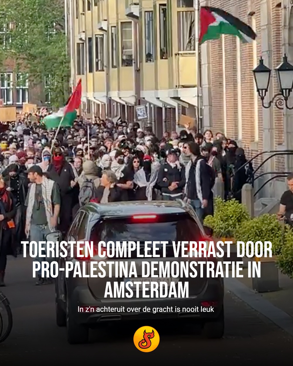 Toeristen compleet verrast door Pro-Palestina demonstratie in Amsterdam