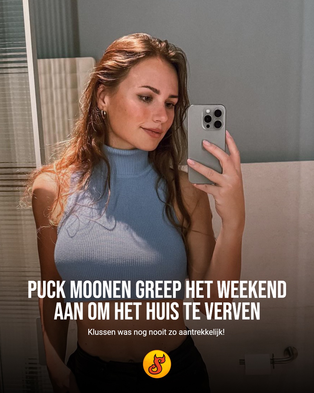Puck Moonen greep het weekend aan om het huis te verven