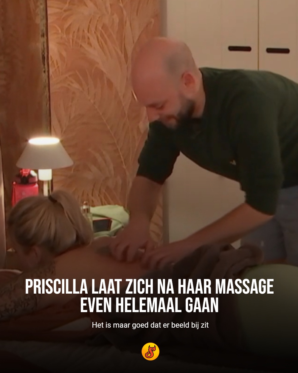 Priscilla laat zich na haar massage even helemaal gaan