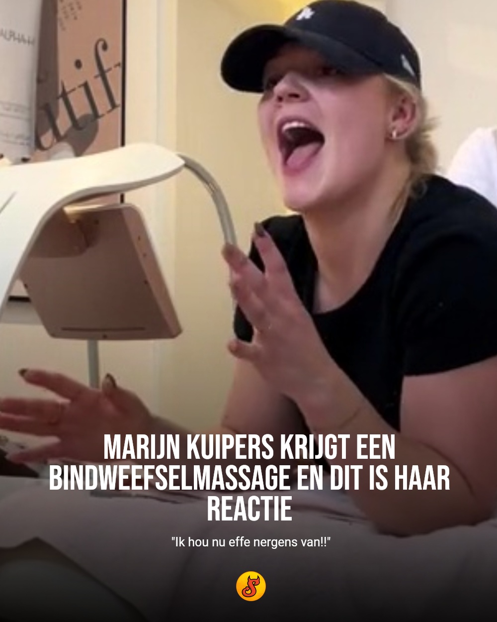 Marijn Kuipers krijgt een bindweefselmassage en dit is haar reactie