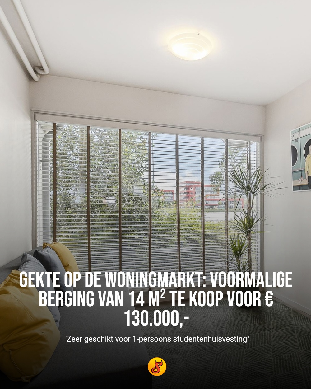 Gekte op de woningmarkt: voormalige berging van 14 m² te koop voor € 130.000,-