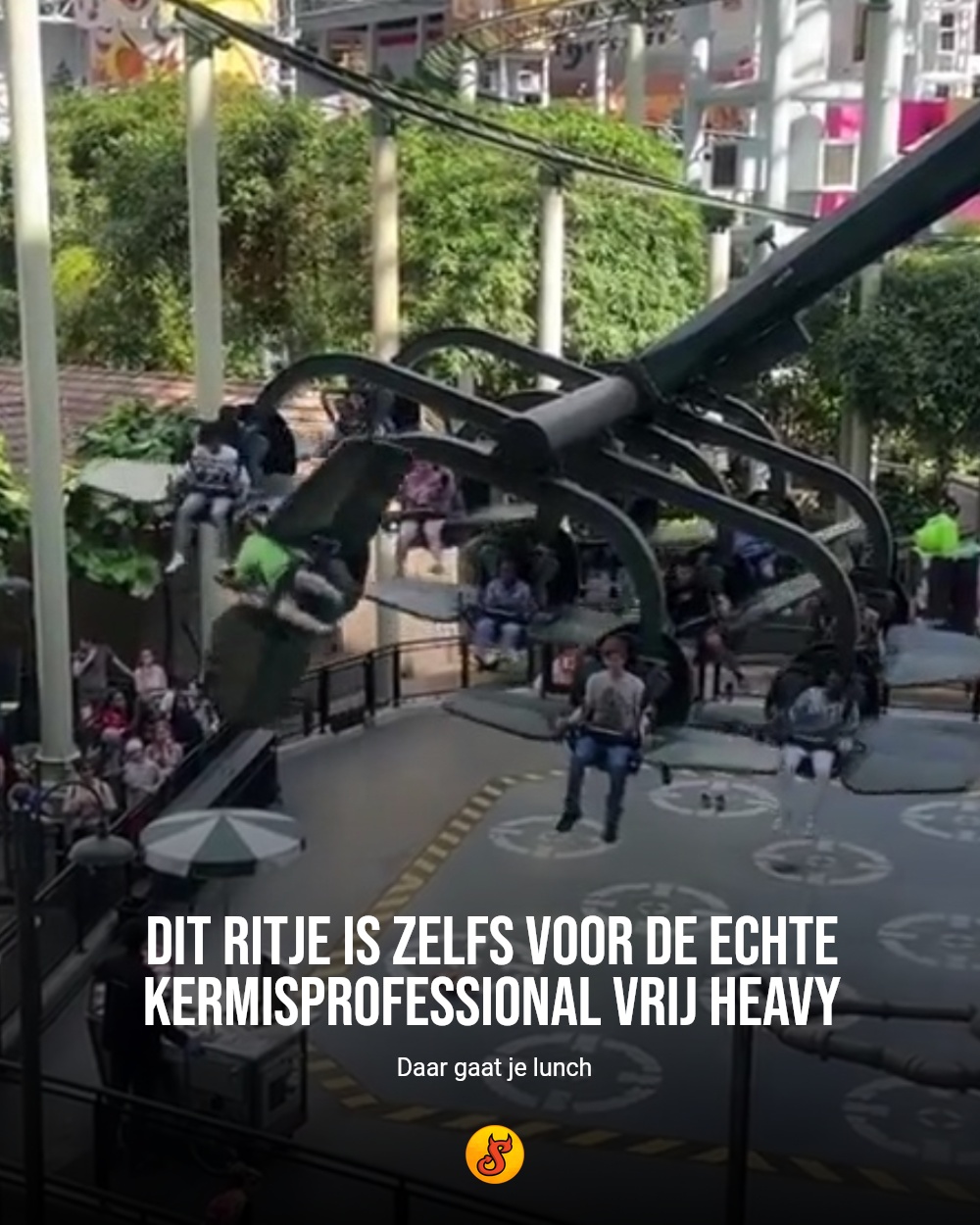 Dit ritje is zelfs voor de echte kermisprofessional vrij heavy