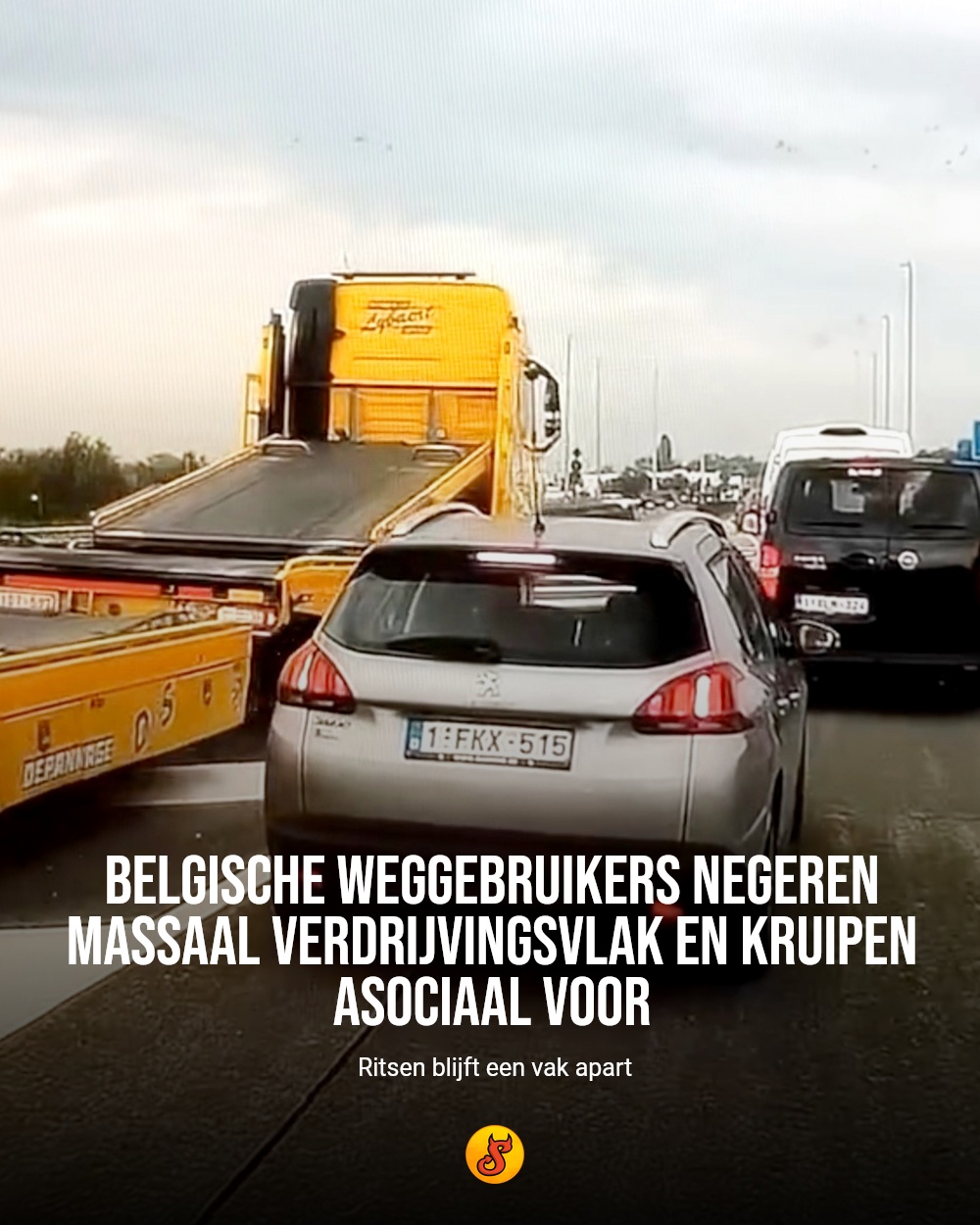Belgische weggebruikers negeren massaal verdrijvingsvlak en kruipen asociaal voor