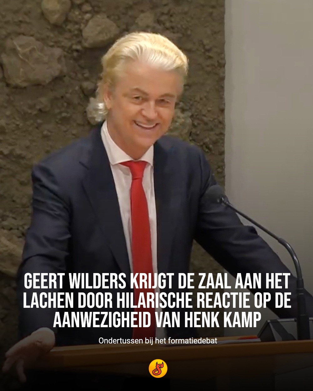 Geert Wilders krijgt de zaal aan het lachen door hilarische reactie op de aanwezigheid van Henk Kamp