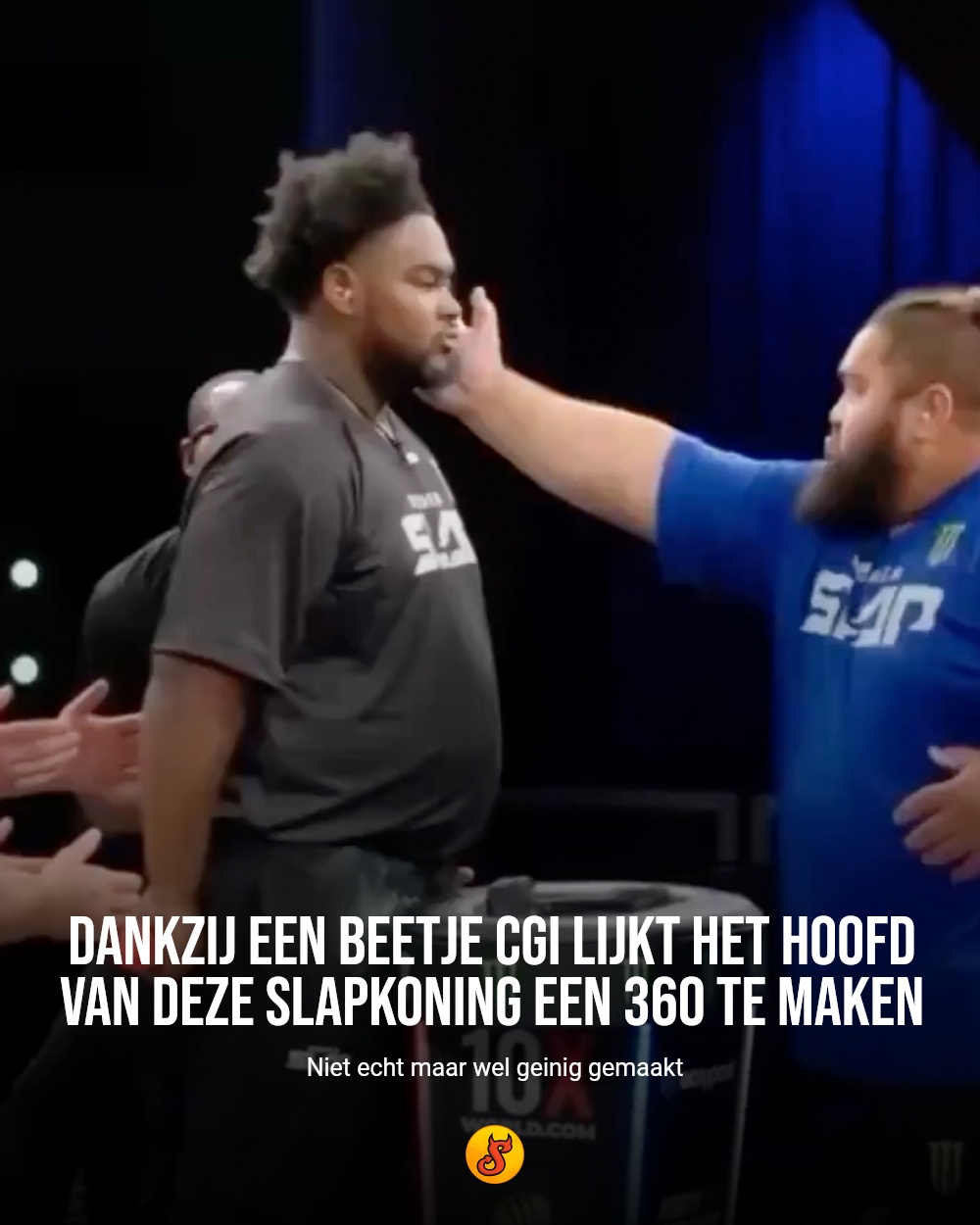 Dankzij een beetje CGI lijkt het hoofd van deze slapkoning een 360 te maken