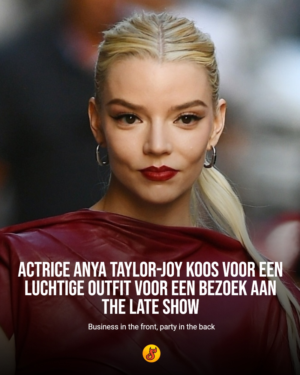 Actrice Anya Taylor-Joy koos voor een luchtige outfit voor een bezoek aan The Late Show