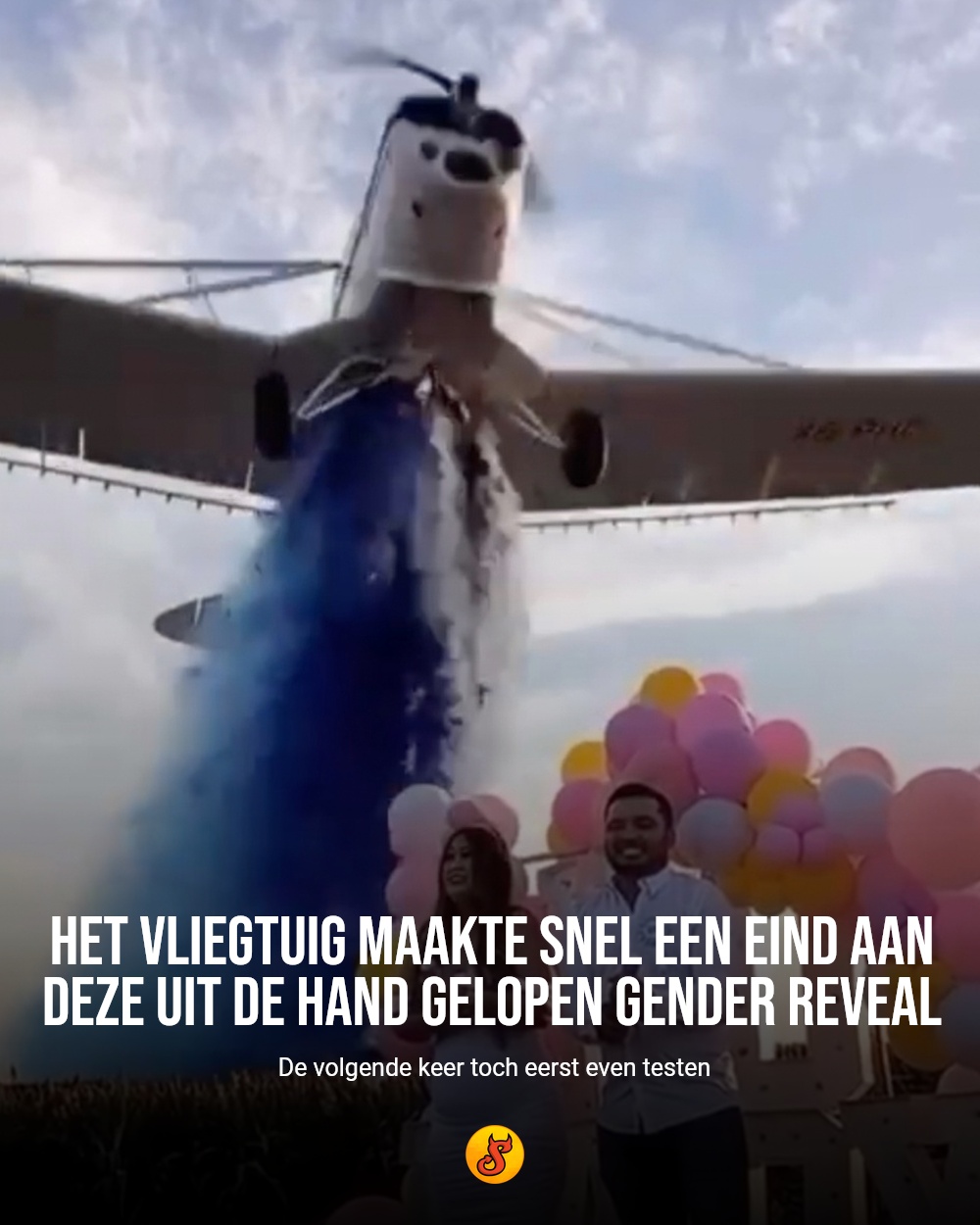 Het vliegtuig maakte snel een eind aan deze uit de hand gelopen gender reveal