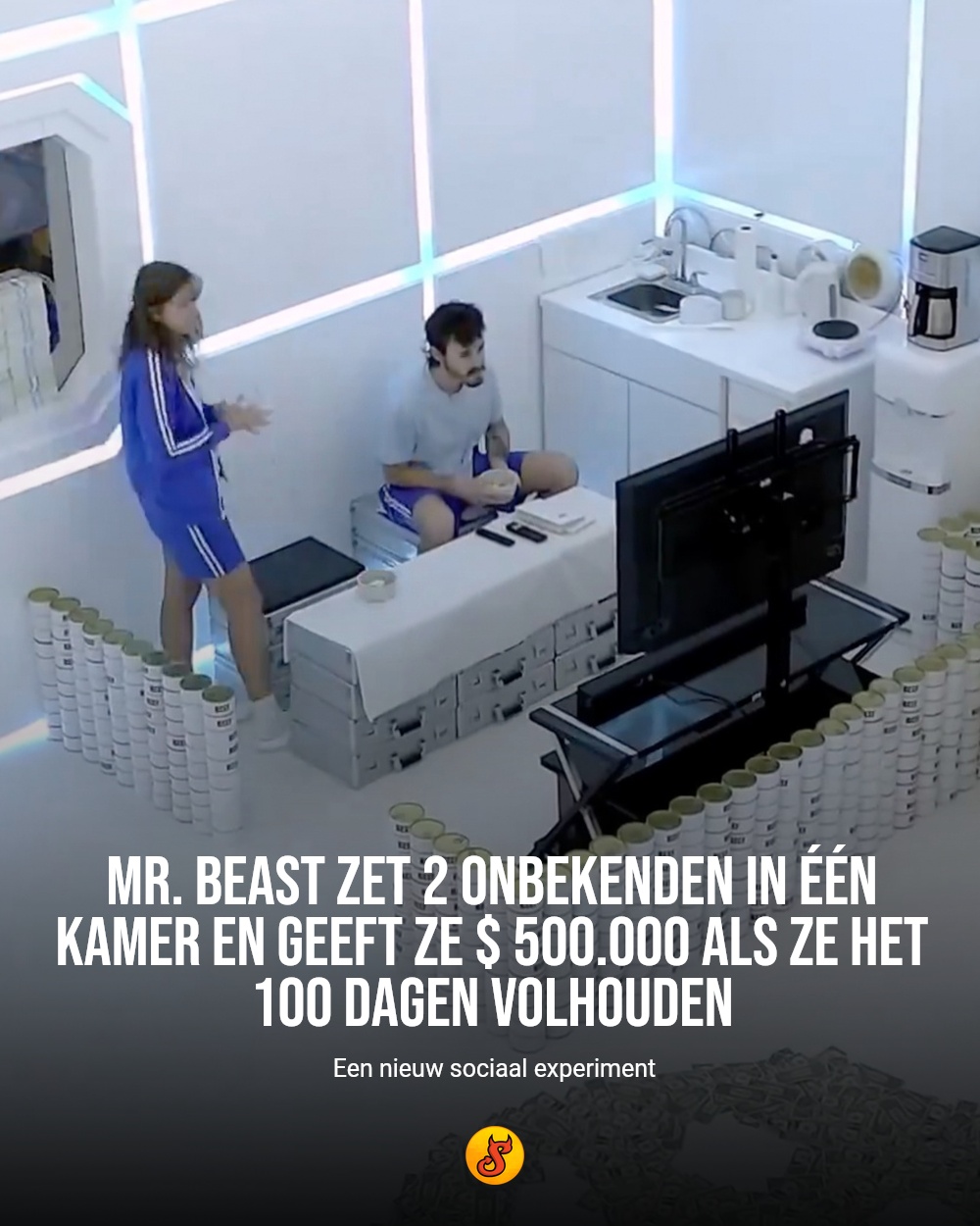 Mr. Beast zet 2 onbekenden in één kamer en geeft ze $ 500.000 als ze het 100 dagen volhouden