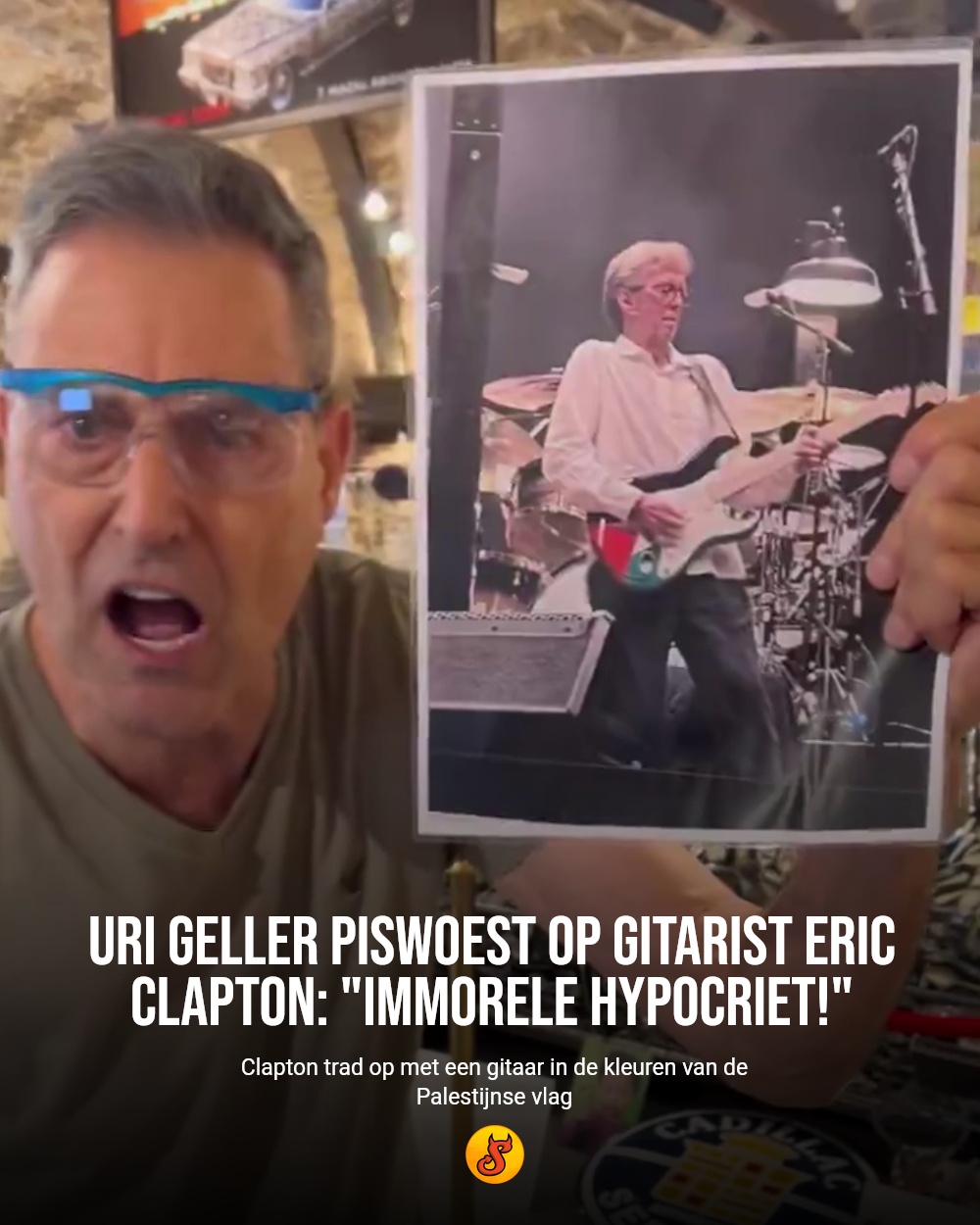 Uri Geller piswoest op gitarist Eric Clapton: "Immorele hypocriet!"