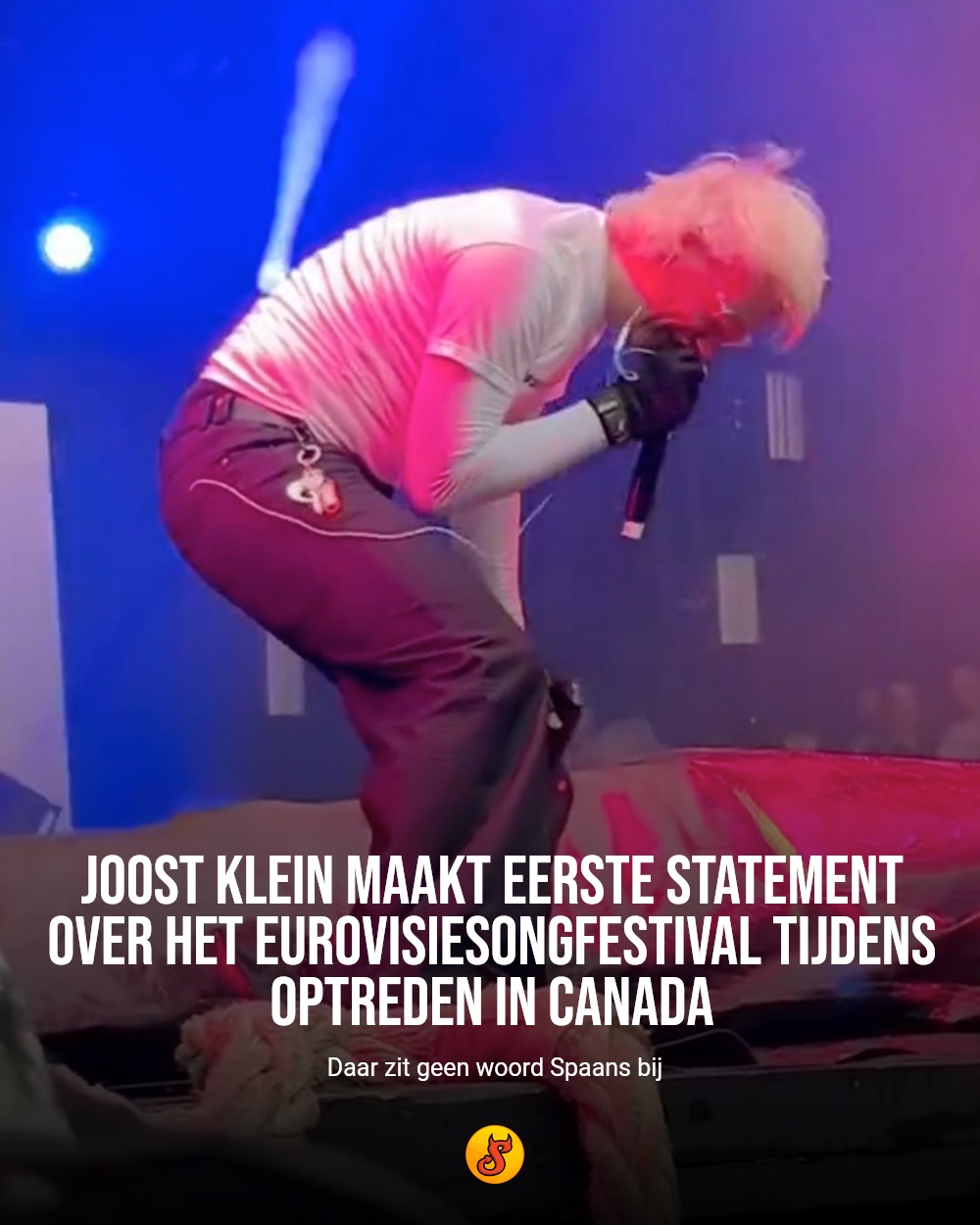 Joost Klein maakt eerste statement over het Eurovisiesongfestival tijdens optreden in Canada