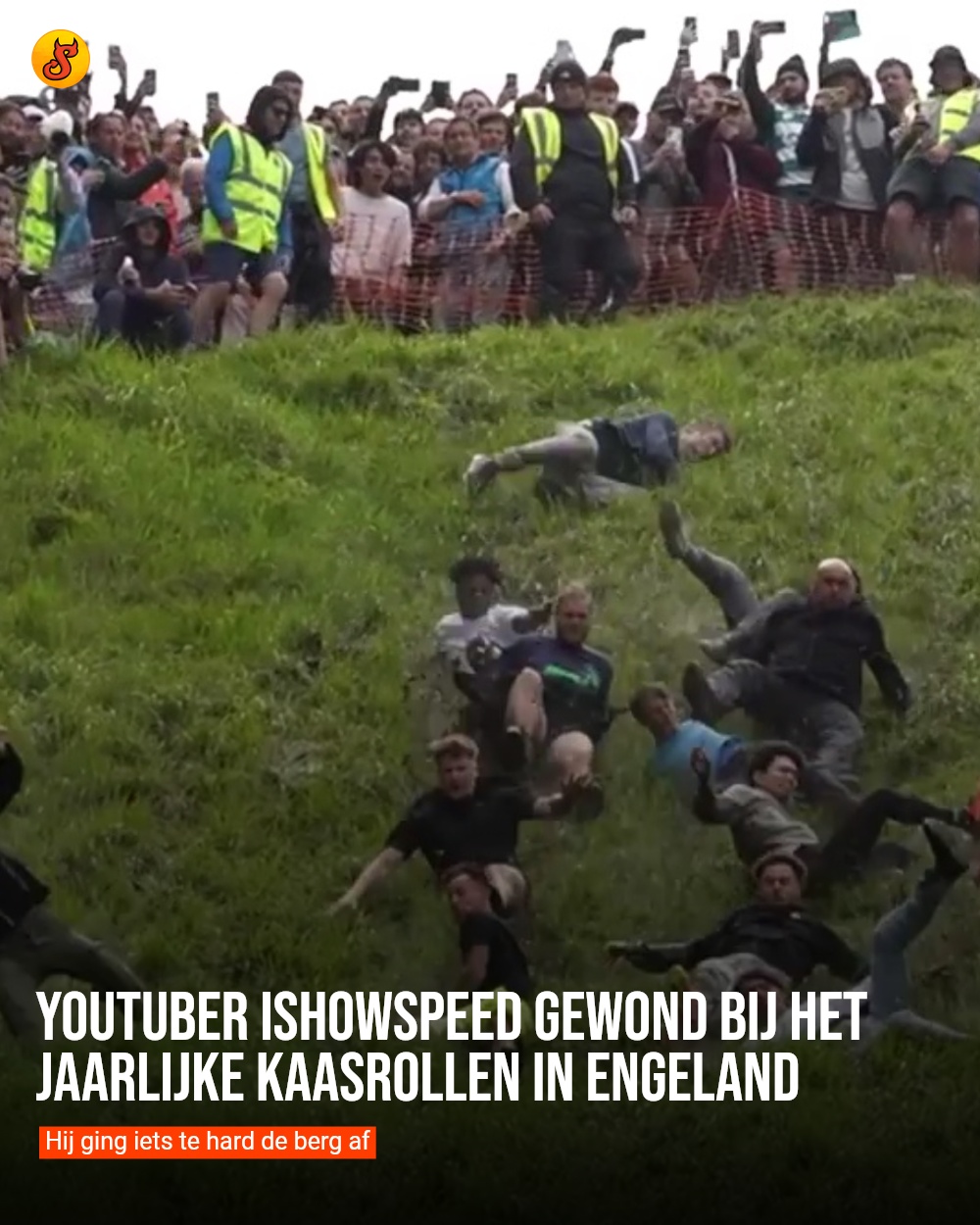 YouTuber IShowSpeed gewond bij het jaarlijke kaasrollen in Engeland