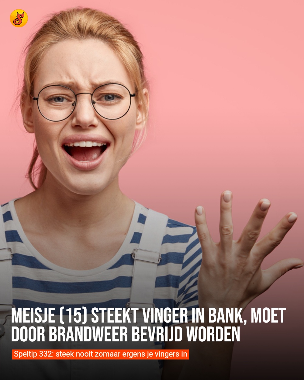 Meisje (15) steekt vinger in bank, moet door brandweer bevrijd worden