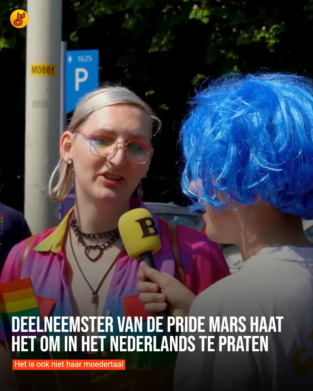 Deelneemster van de Pride mars haat het om in het Nederlands te praten