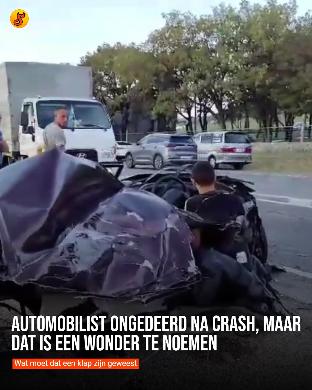 Automobilist ongedeerd na crash, maar dat is een wonder te noemen