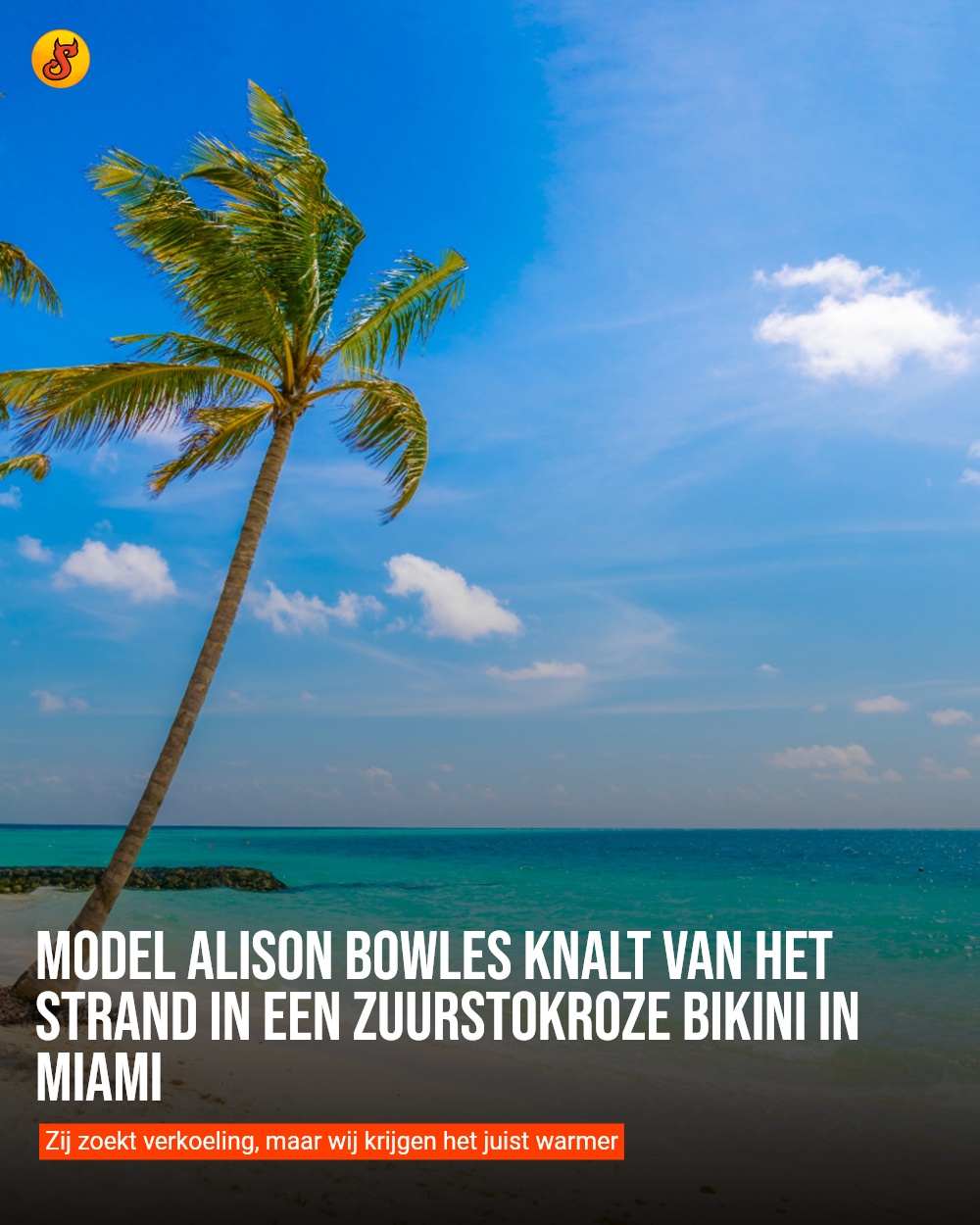 Model Alison Bowles knalt van het strand in een zuurstokroze bikini in Miami