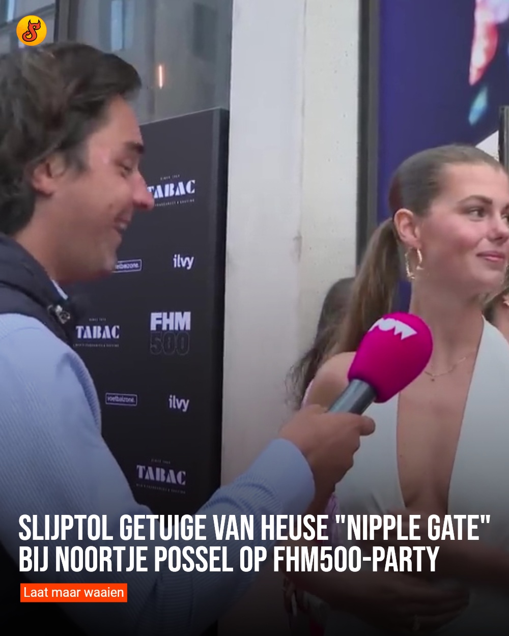 Slijptol getuige van heuse "nipple gate" bij Noortje Possel op FHM500-party