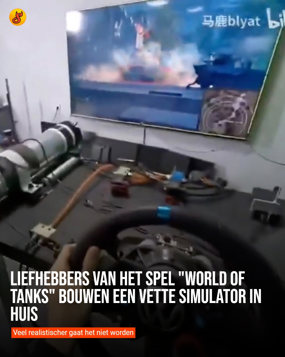 Liefhebbers van het spel "World of Tanks" bouwen een vette simulator in huis