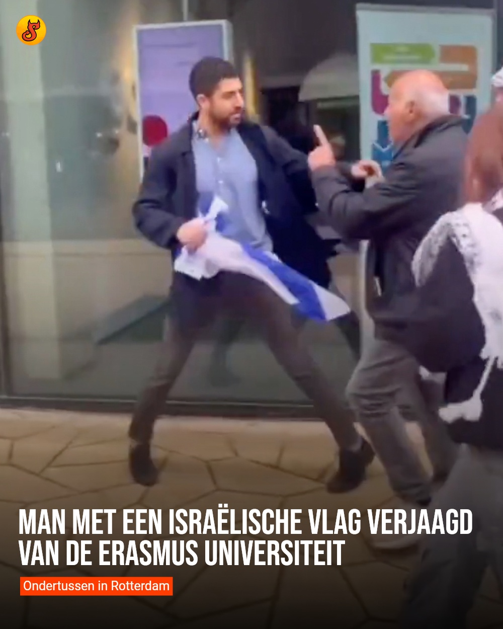 Man met een Israëlische vlag verjaagd van de Erasmus Universiteit