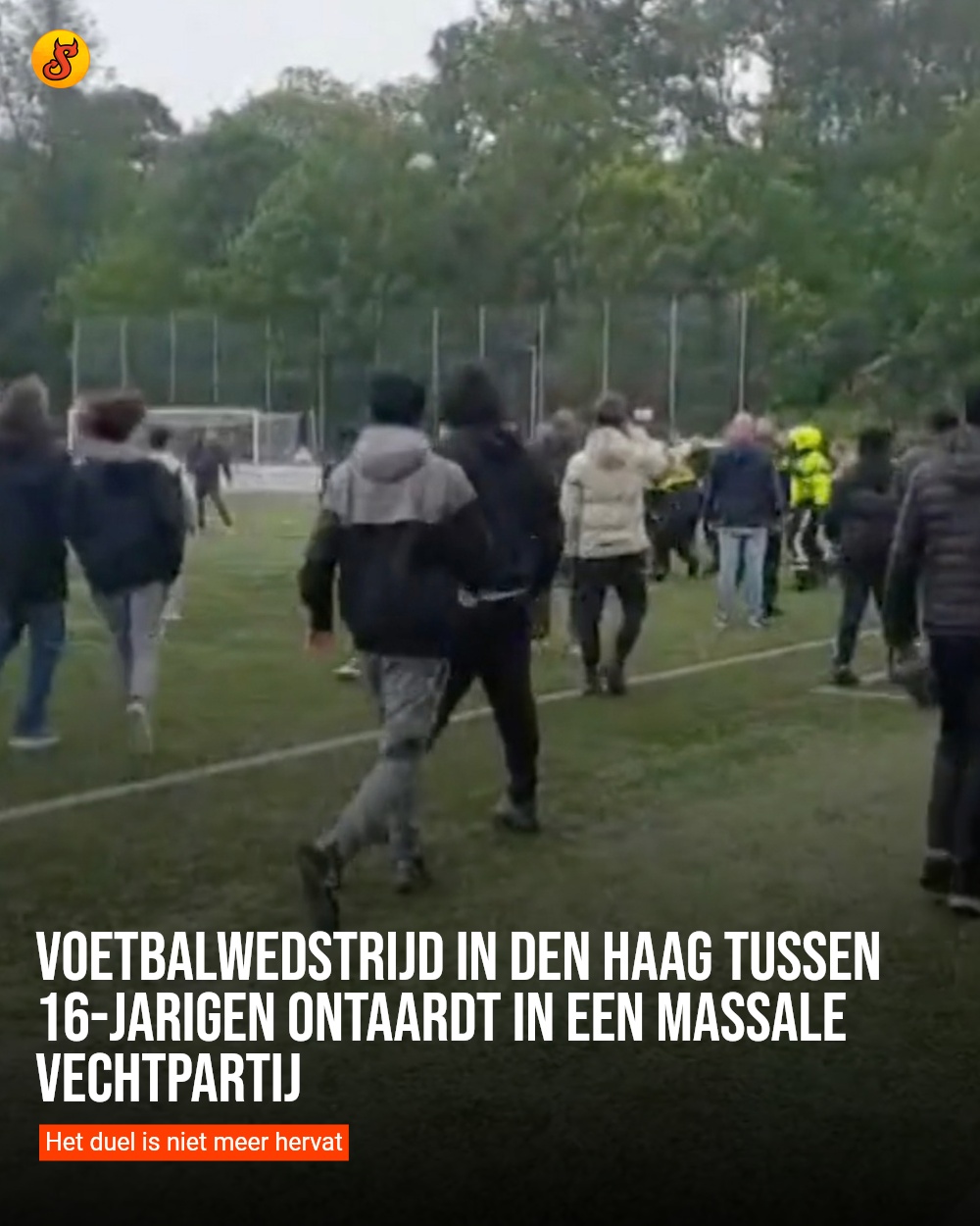 Voetbalwedstrijd in Den Haag tussen 16-jarigen ontaardt in een massale vechtpartij