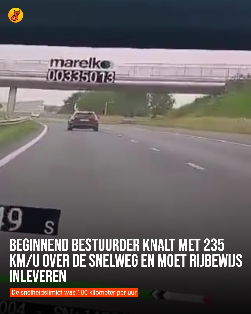 Beginnend bestuurder knalt met 235 km/u over de snelweg en moet rijbewijs inleveren