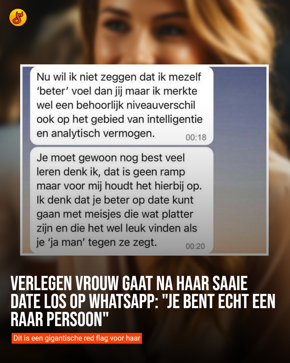 Verlegen vrouw gaat na haar saaie date los op WhatsApp: "Je bent echt een raar persoon"