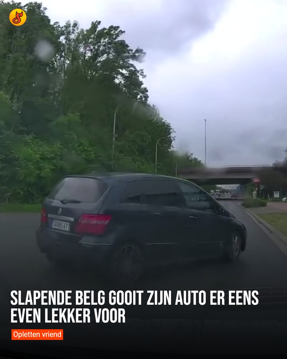 Slapende Belg gooit zijn auto er eens even lekker voor