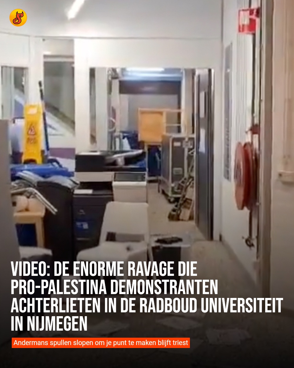 Video: De enorme ravage die Pro-Palestina demonstranten achterlieten in de Radboud Universiteit in Nijmegen