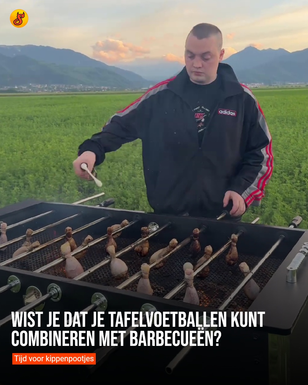 Wist je dat je tafelvoetballen kunt combineren met barbecueën?