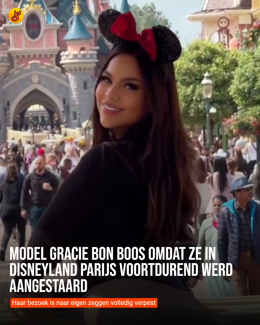 Model Gracie Bon boos omdat ze in Disneyland Parijs voortdurend werd aangestaard
