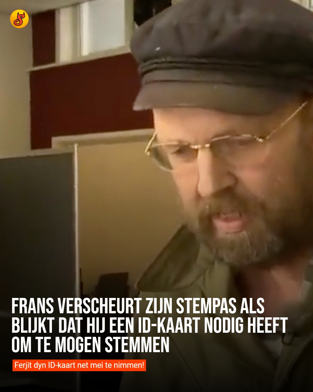 Frans verscheurt zijn stempas als blijkt dat hij een ID-kaart nodig heeft om te mogen stemmen