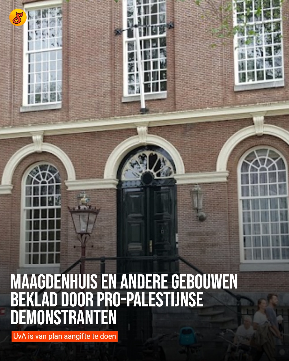 Maagdenhuis en andere gebouwen beklad door pro-Palestijnse demonstranten