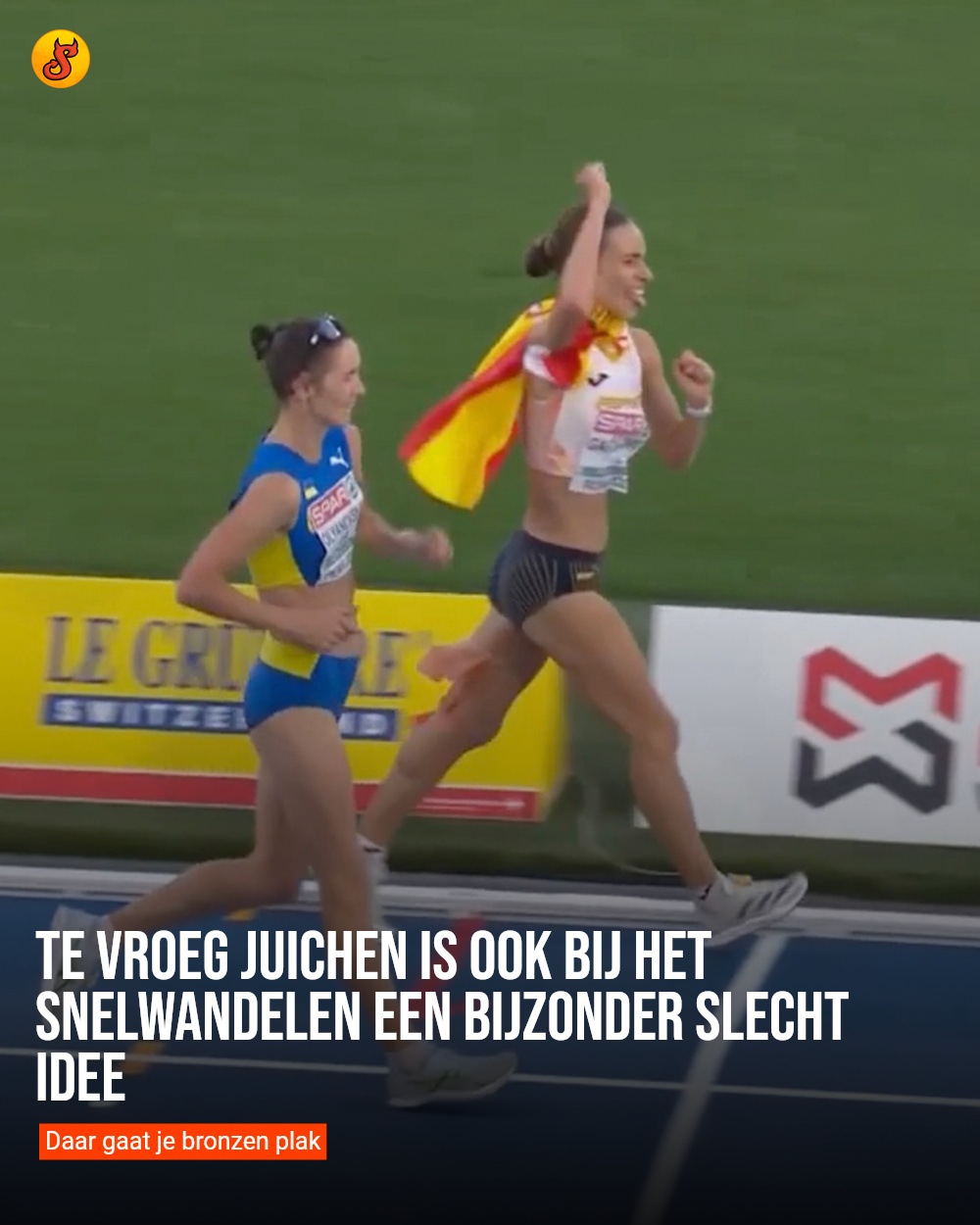 Te vroeg juichen is ook bij het snelwandelen een bijzonder slecht idee