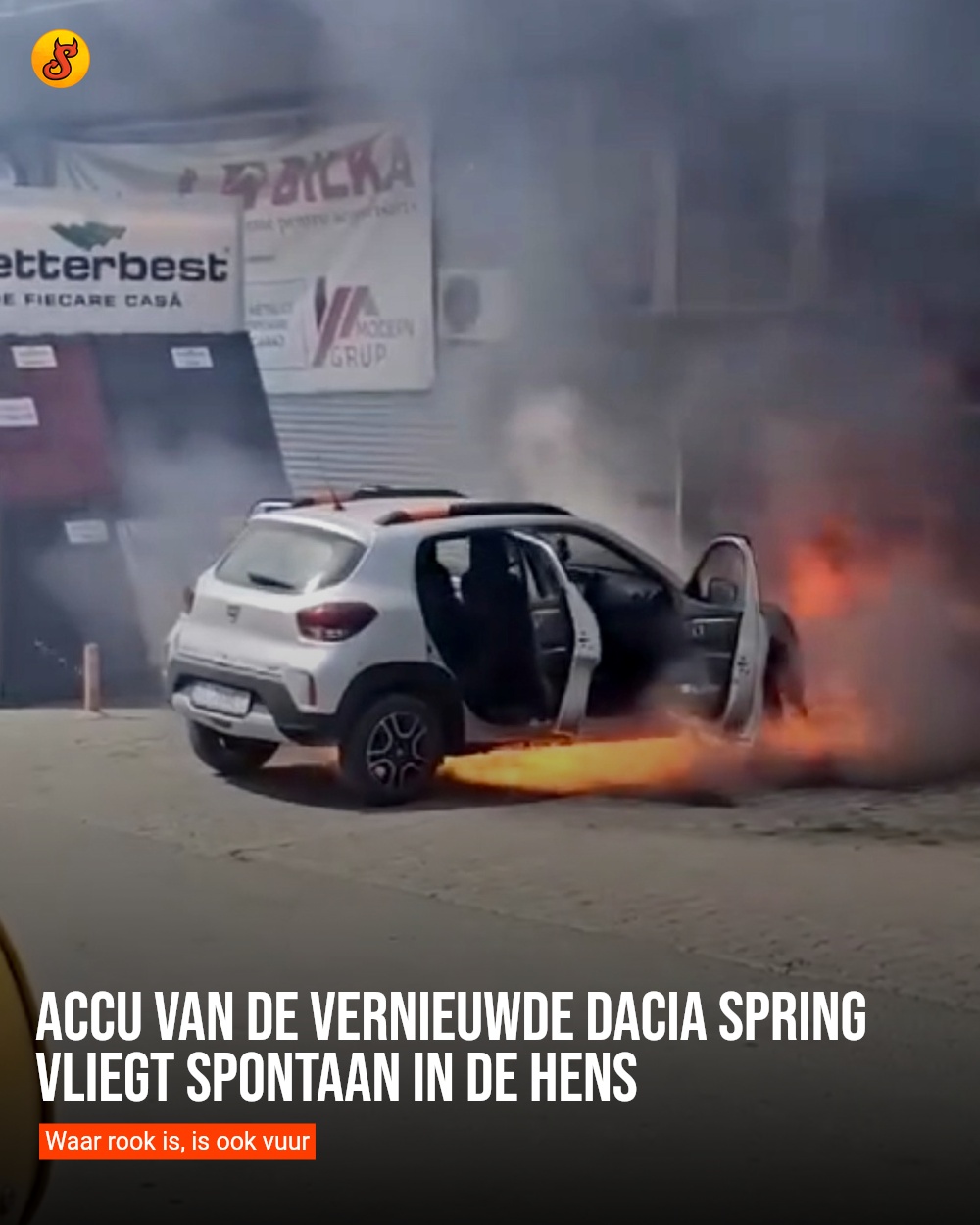 Accu van de vernieuwde Dacia Spring vliegt spontaan in de hens