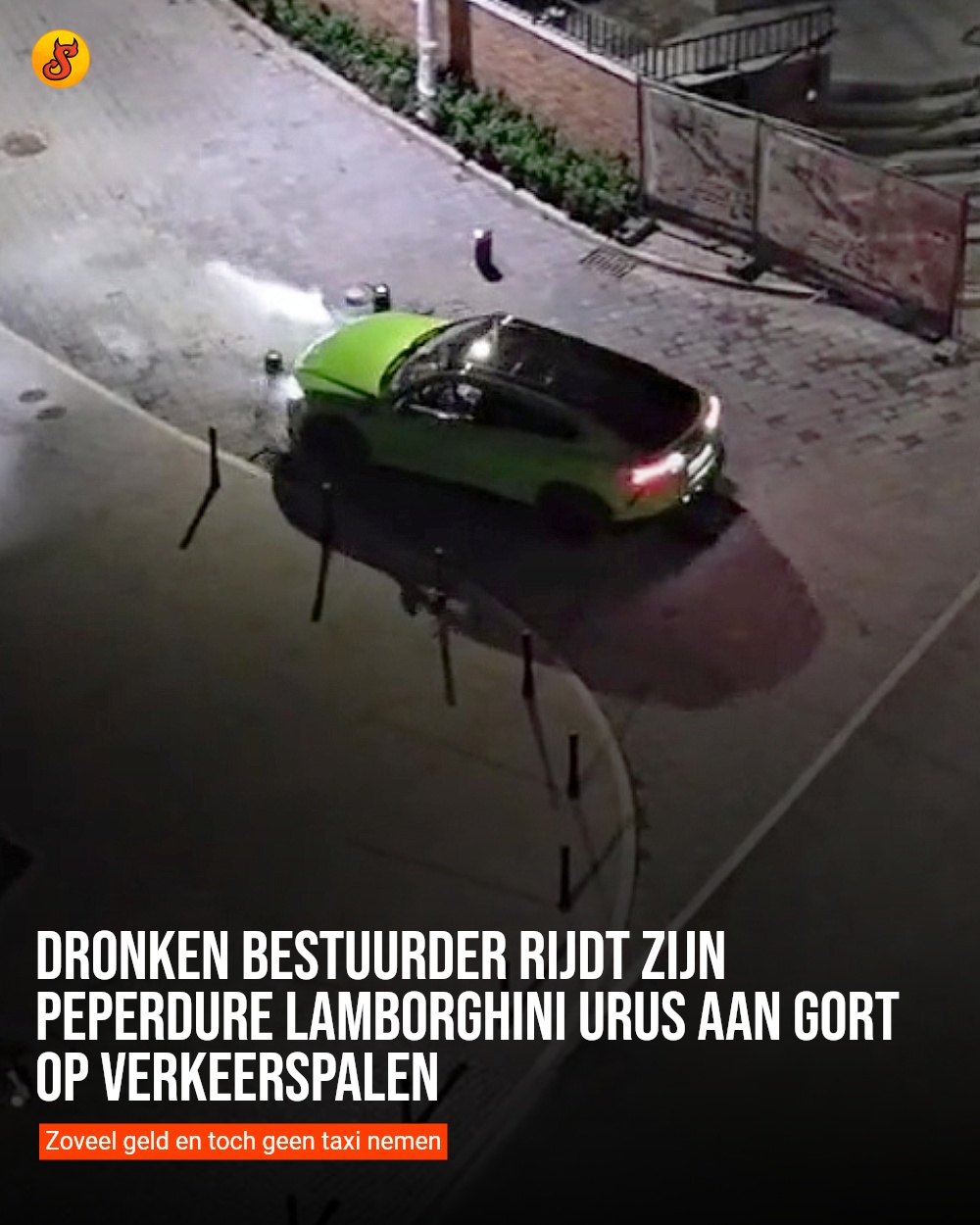 Dronken bestuurder rijdt zijn peperdure Lamborghini Urus aan gort op verkeerspalen