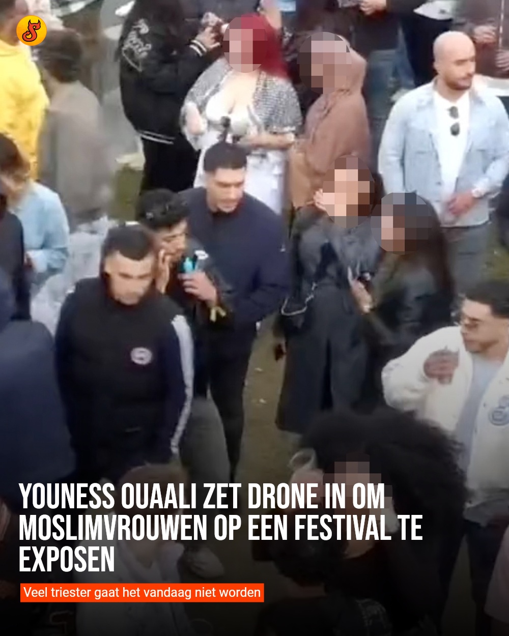 Youness Ouaali zet drone in om moslimvrouwen op een festival te exposen