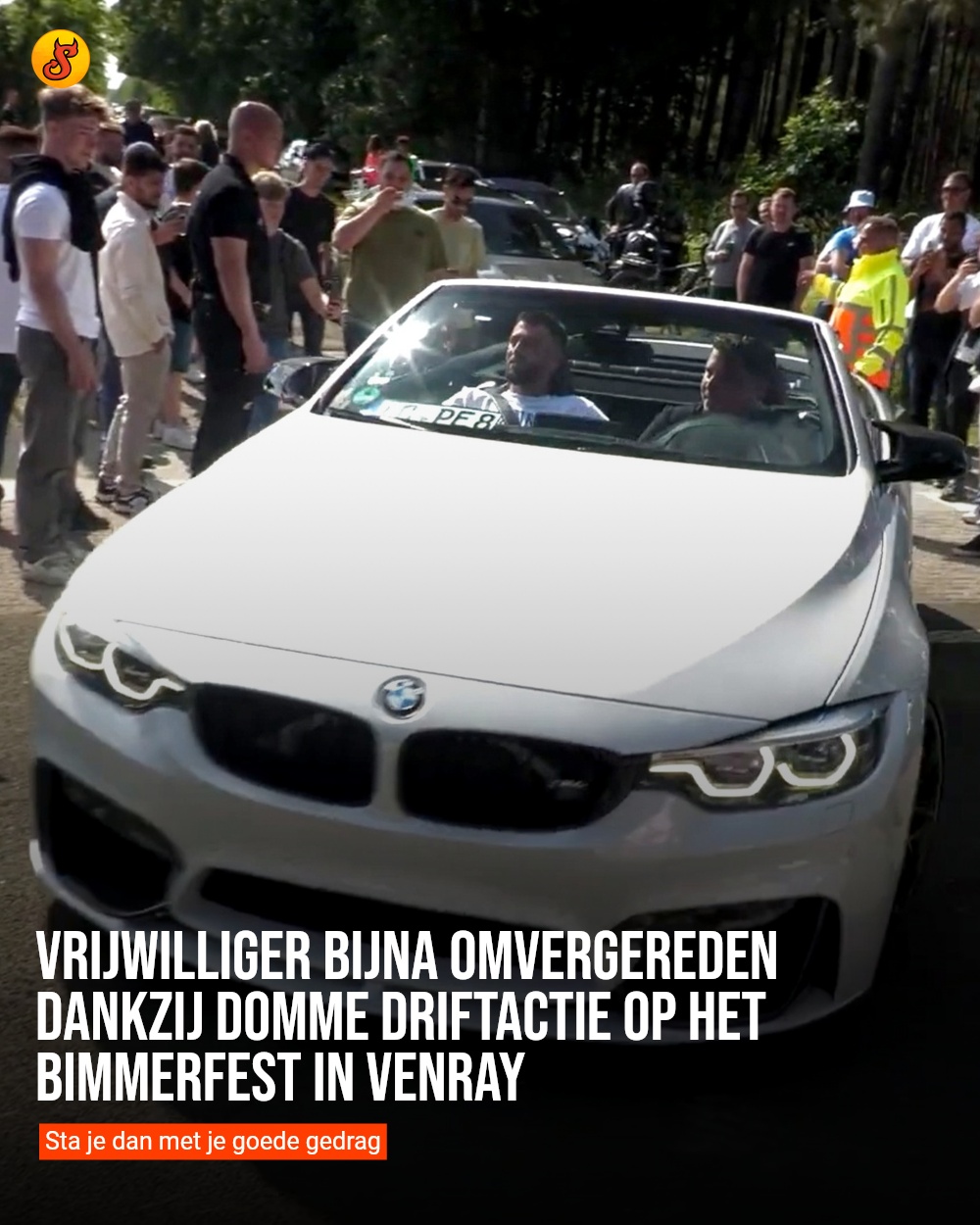 Vrijwilliger bijna omvergereden dankzij domme driftactie op het Bimmerfest in Venray