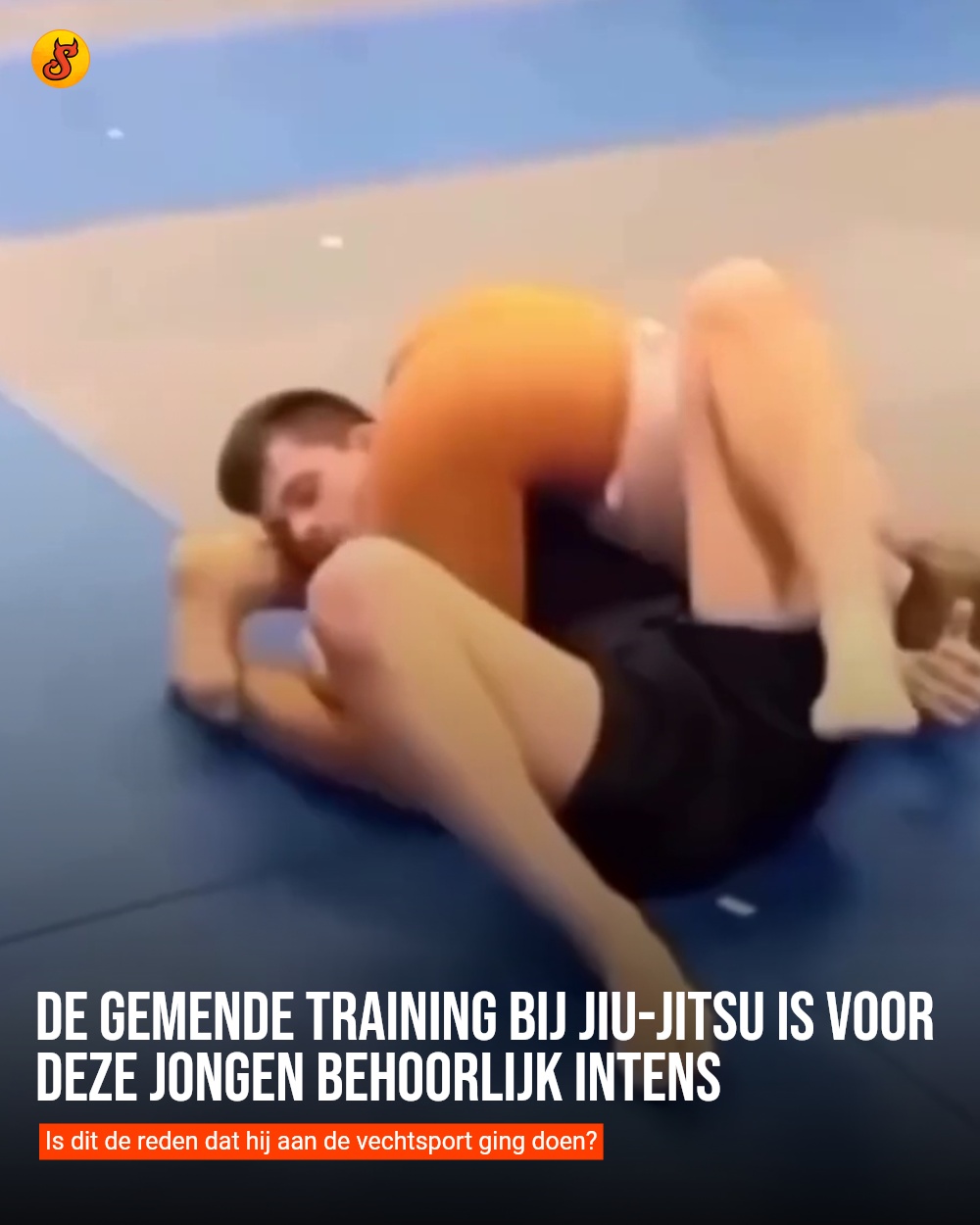 De gemende training bij jiu-jitsu is voor deze jongen behoorlijk intens
