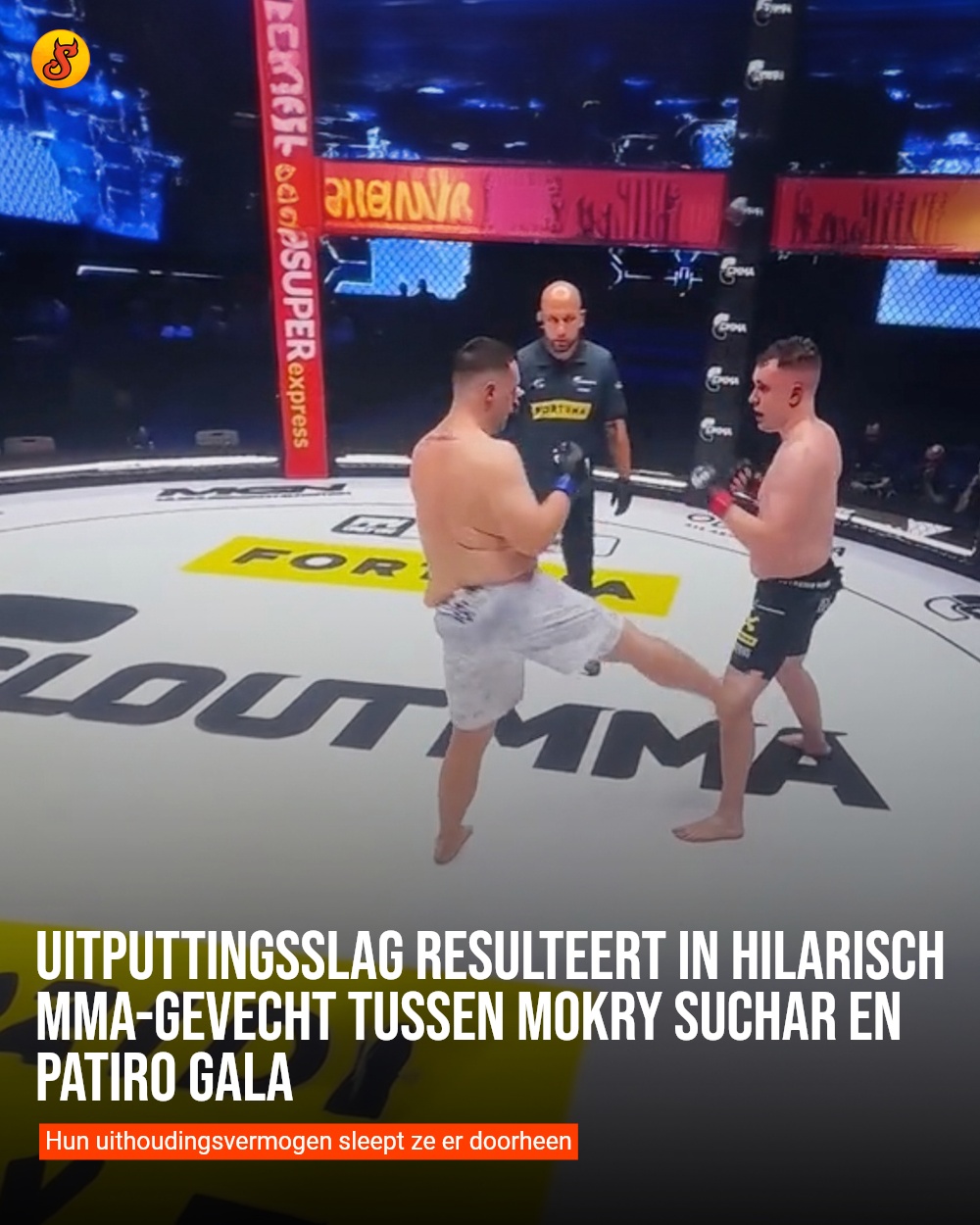 Uitputtingsslag resulteert in hilarisch MMA-gevecht tussen Mokry Suchar en Patiro Gala