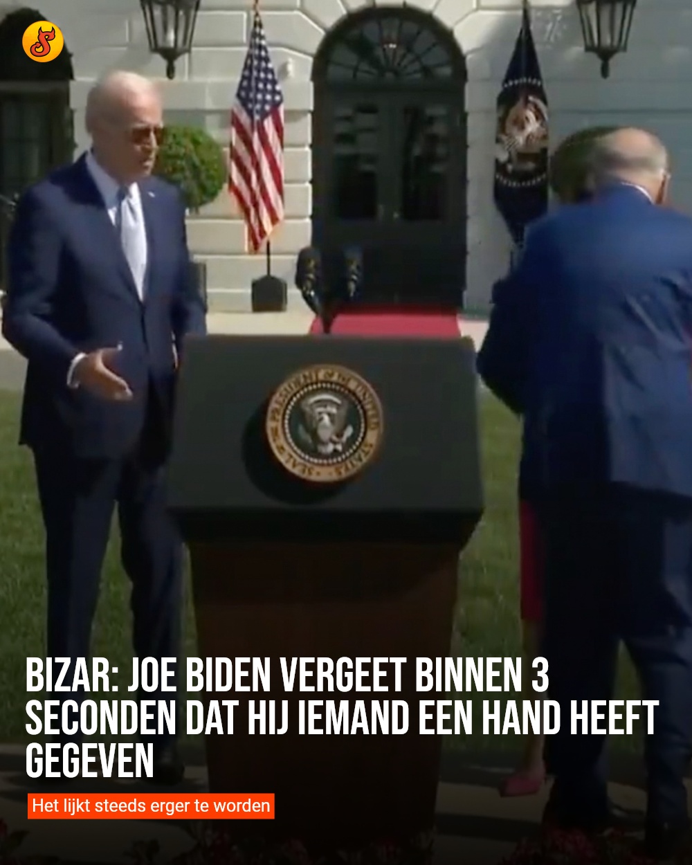Bizar: Joe Biden vergeet binnen 3 seconden dat hij iemand een hand heeft gegeven
