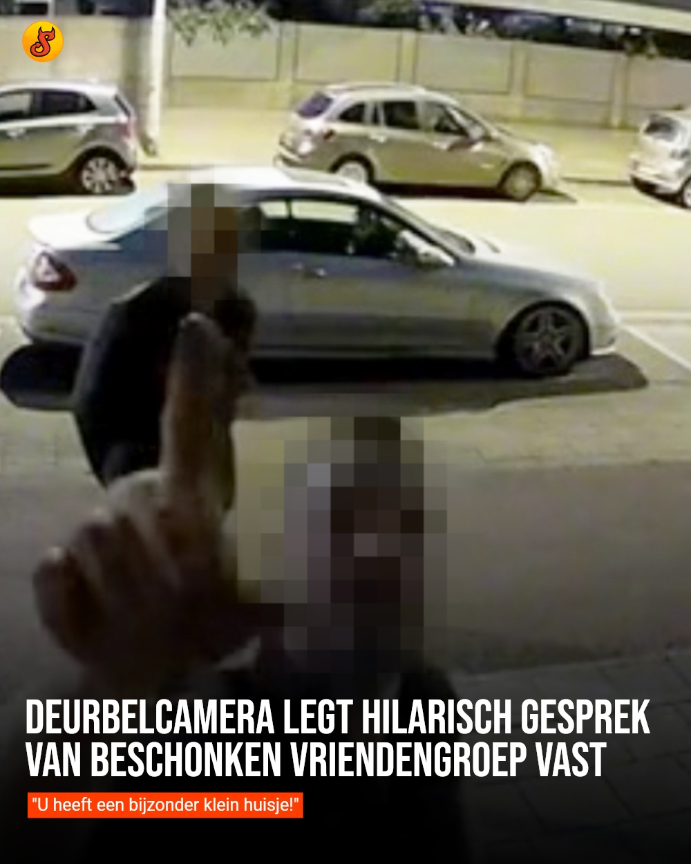 Deurbelcamera legt hilarisch gesprek van beschonken vriendengroep vast